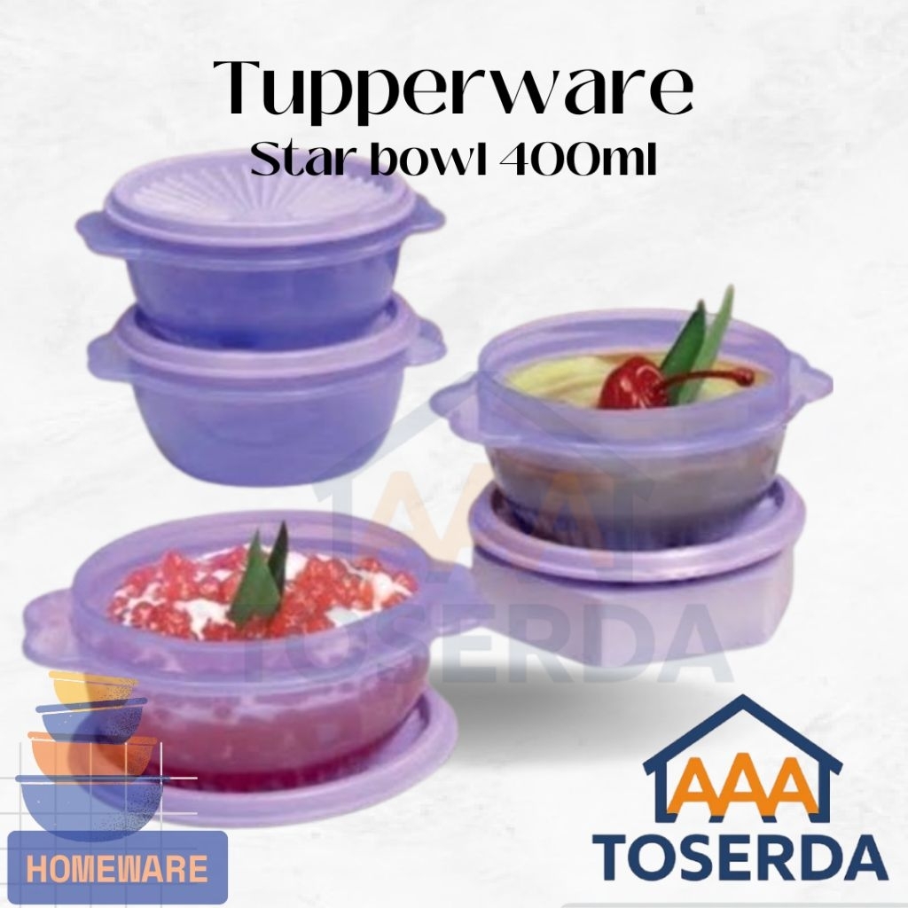 AAA Toserda | Tupperware Star Bowl 400 ml Warna Ungu – Mangkuk Serbaguna Segel Kedap Udara