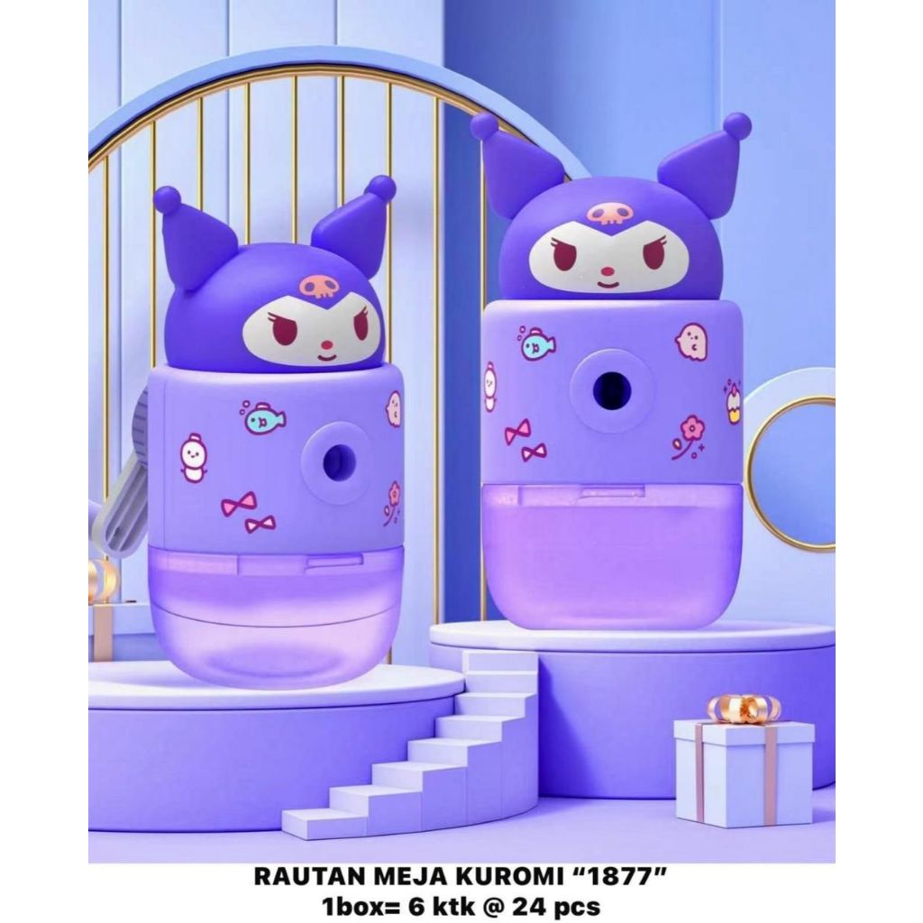 

Pencil Sharpener / Rautan Meja / Rautan Putar Kuromi Sanrio / Souvenir Ulang Tahun Sanrio