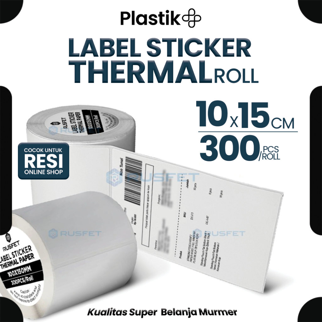 

Stiker Termal Label 10cm x 15cm - 300 Paper Thermal Sticker Printer Struk Kasir Rusfet Harga Ecer