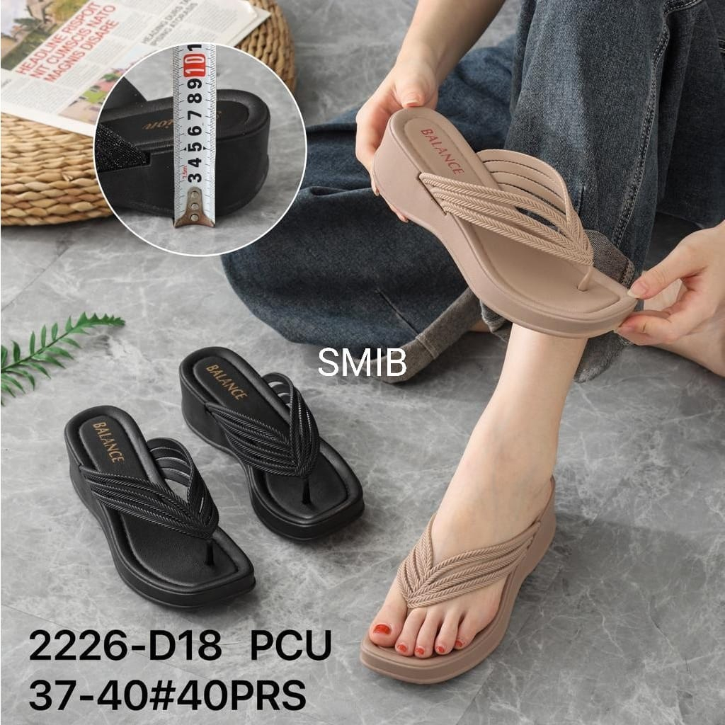 Sandal Jepit Wanita Karet Import BALANCE Motif Polos Ringan Empuk Sol Tebal 5 Cm / Sandal Jepit Wani