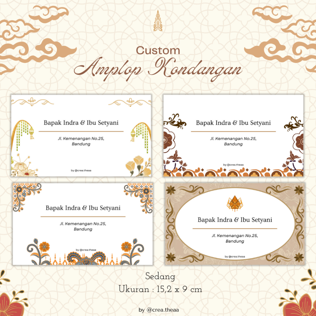 

(Batik Series) Amplop Kondangan Ukuran Sedang (152 x 90 mm) | Cetak Amplop Kondangan Custom Nama dan Alamat | Desain Cantik Elegan