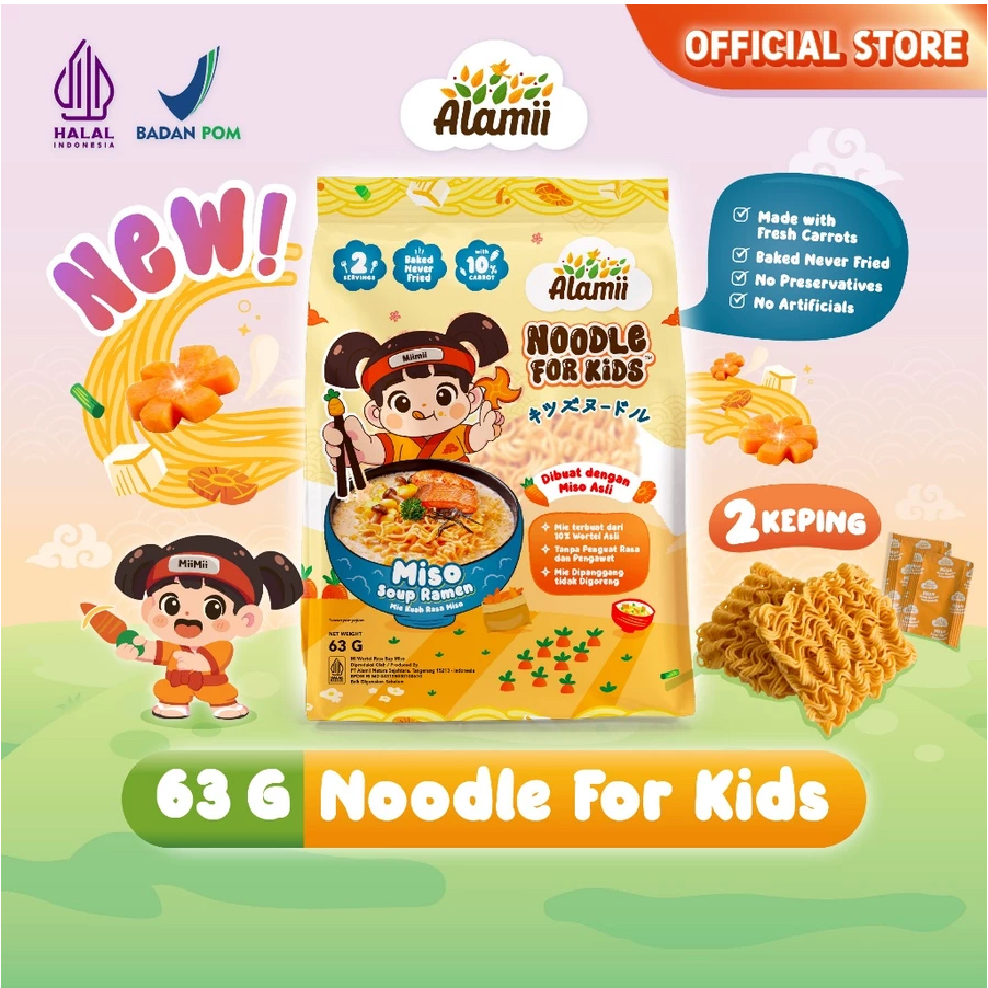 

Alamii Noodle for Kids - Mie Sehat Bernutrisi untuk Anak (63-64g) | Bebas MSG dan Pengawet