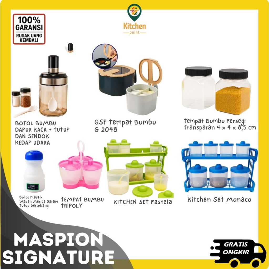 Rak Bumbu 2 Susun Plastik Bonus Sendok / Rak Sambal Gantung / Kitchen Set WARNA RANDOM - KP
