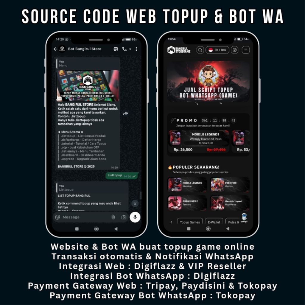 Source Code Website Top Up Dan Bot WhatsApp