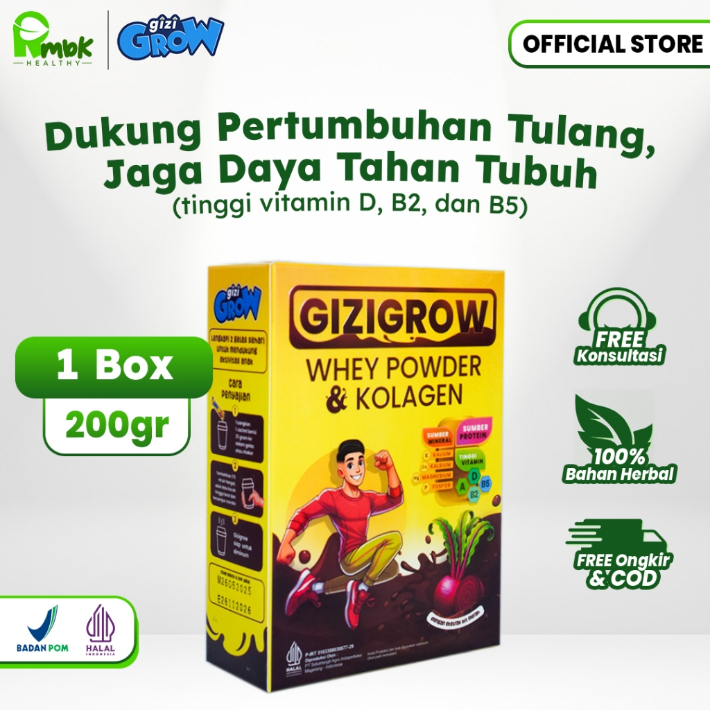 

GIZIGROW Susu Anak Tinggi Kalsium 200g – Penambah Energi & Pertumbuhan