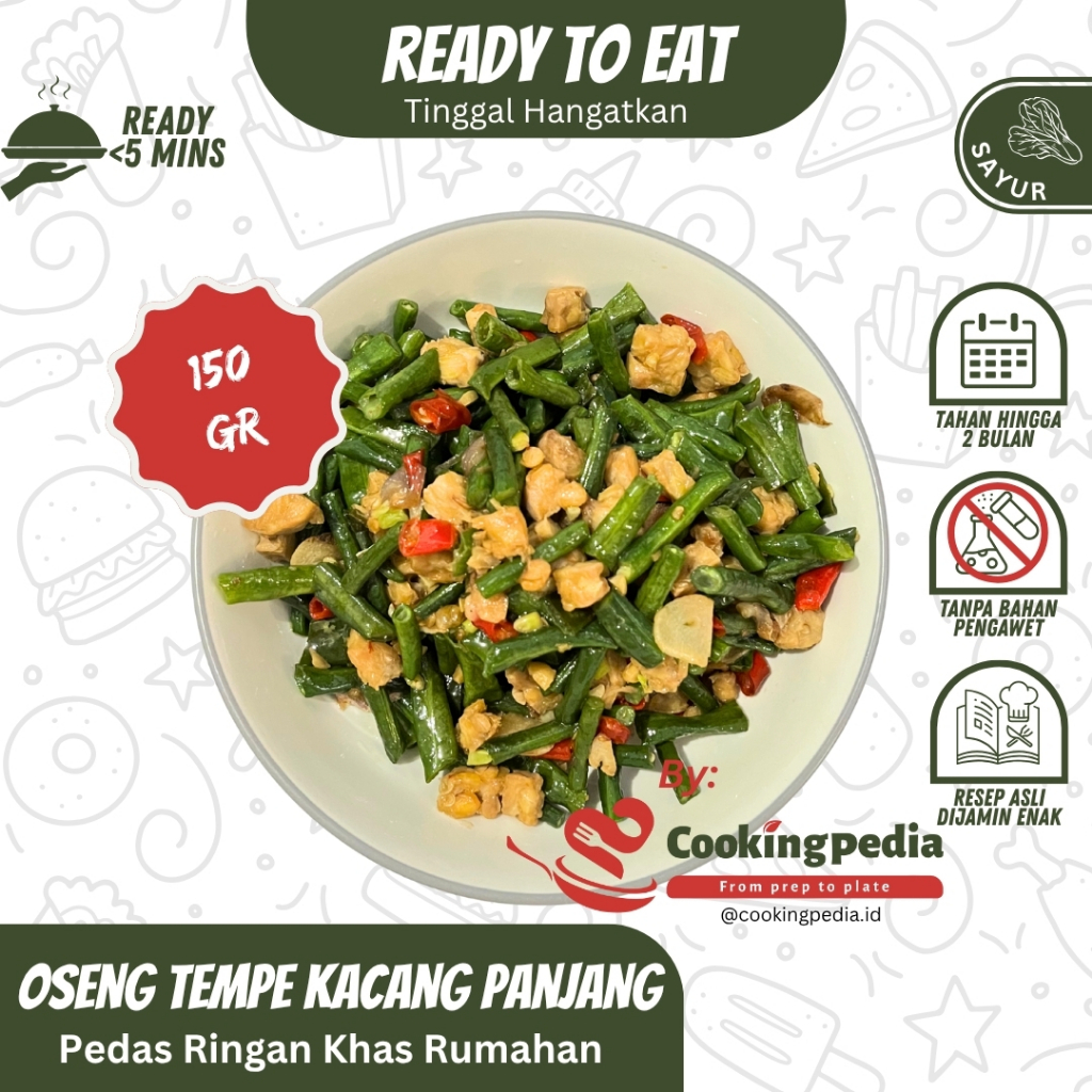 

[Cookingpedia] Oseng Tempe Kacang Panjang I Siap Makan I Rasa Istimewa I Praktis I Tinggal Hangatkan I Ready to Eat