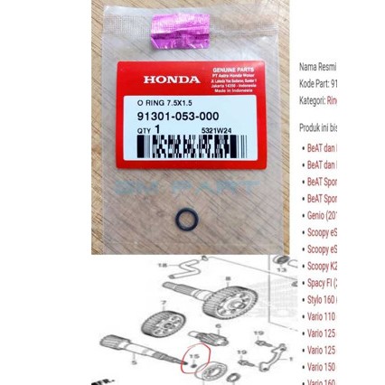 Oring AS Pully Beat ESP Genio Spacy FI Scoopy FI K16G Vario 110 Esp 91301-053-000