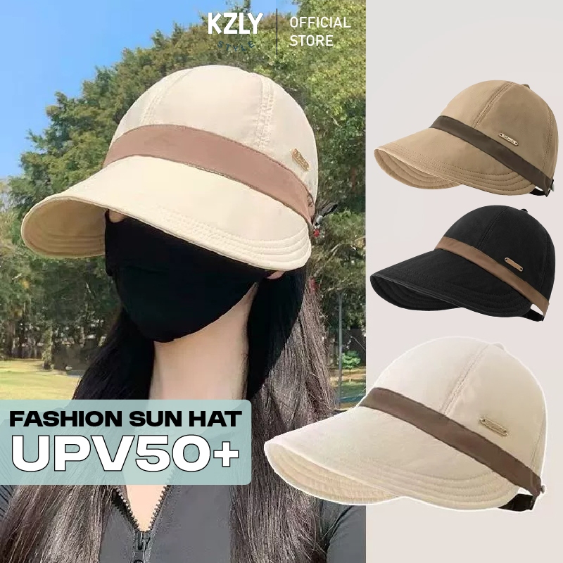 KZLY-Topi Wanita Korea Fashion Anti UV  Dengan Kait Masker Pelindung Matahari Topi Hijab Hat