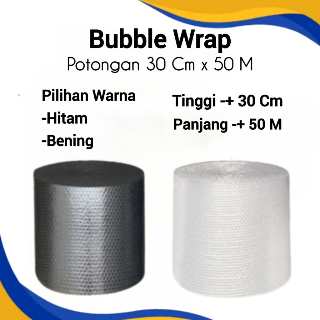 

Bubble Wrap 30 Cm x 50 Meter Bubble Wrap Roll Packing Online Gelembung Warna Bening Hitam