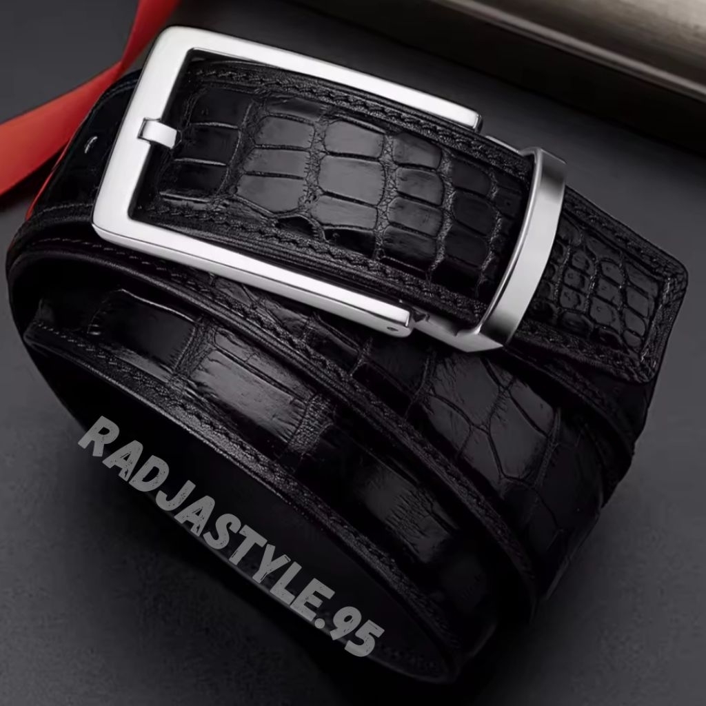 PREMIUM BELT  sabuk 2 WARNA kulit motif buaya ikat pinggang fashion formal kantoran mewah gesper kul