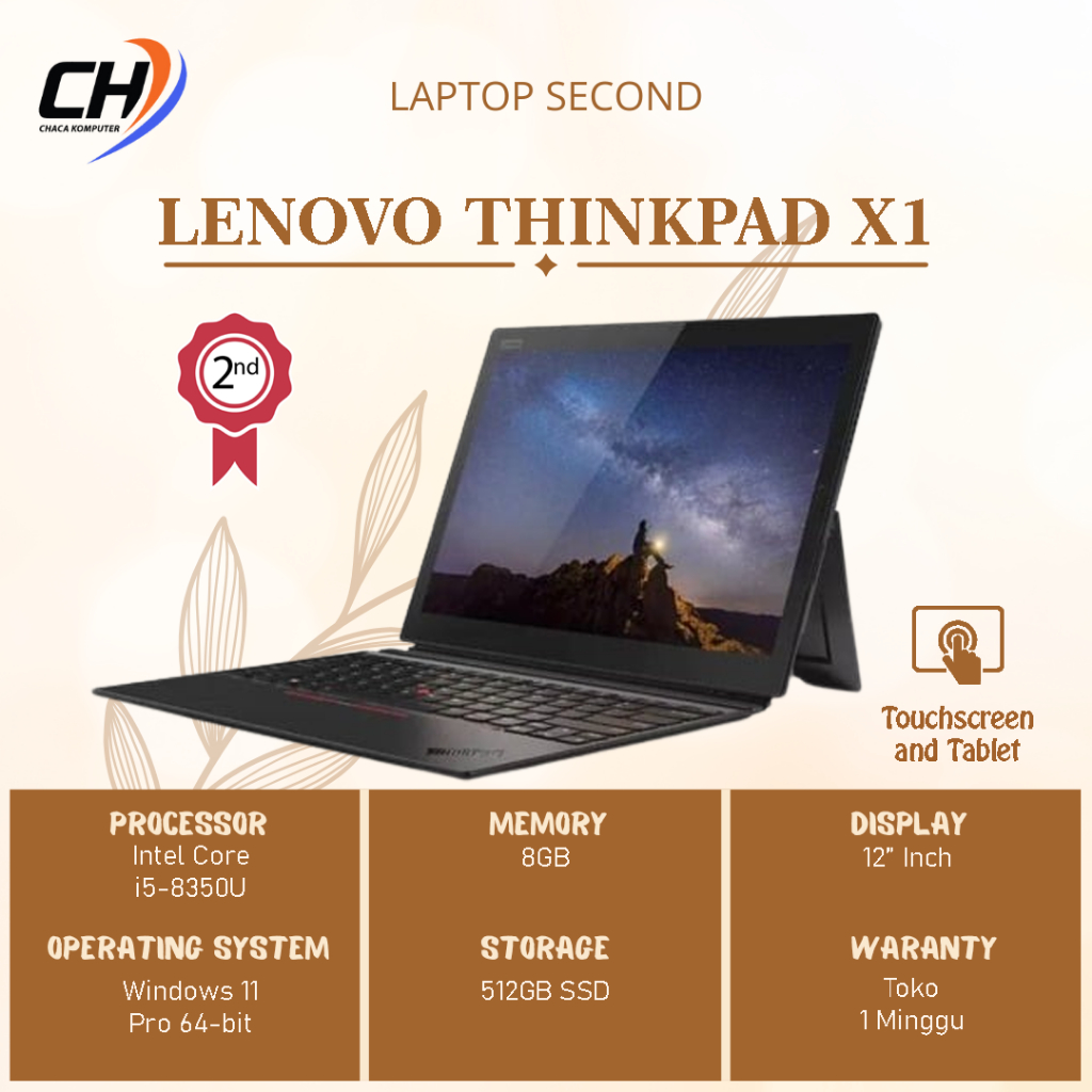 Laptop Lenovo Thinkpad X1 Tablet Touchscreen Second - RAM 8GB SSD 512GB