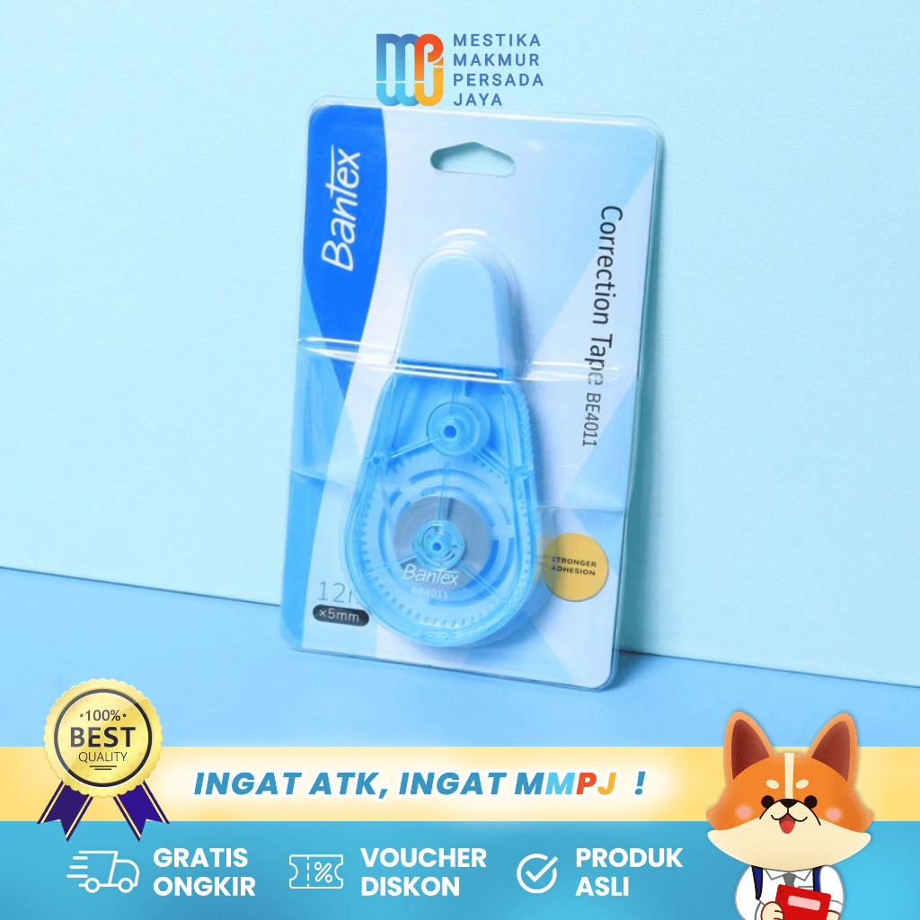 

Bantex Tip Ex Koreksi / Correction Tape (5mm x 12m) Anti Macet Suara Lembut BE4011
