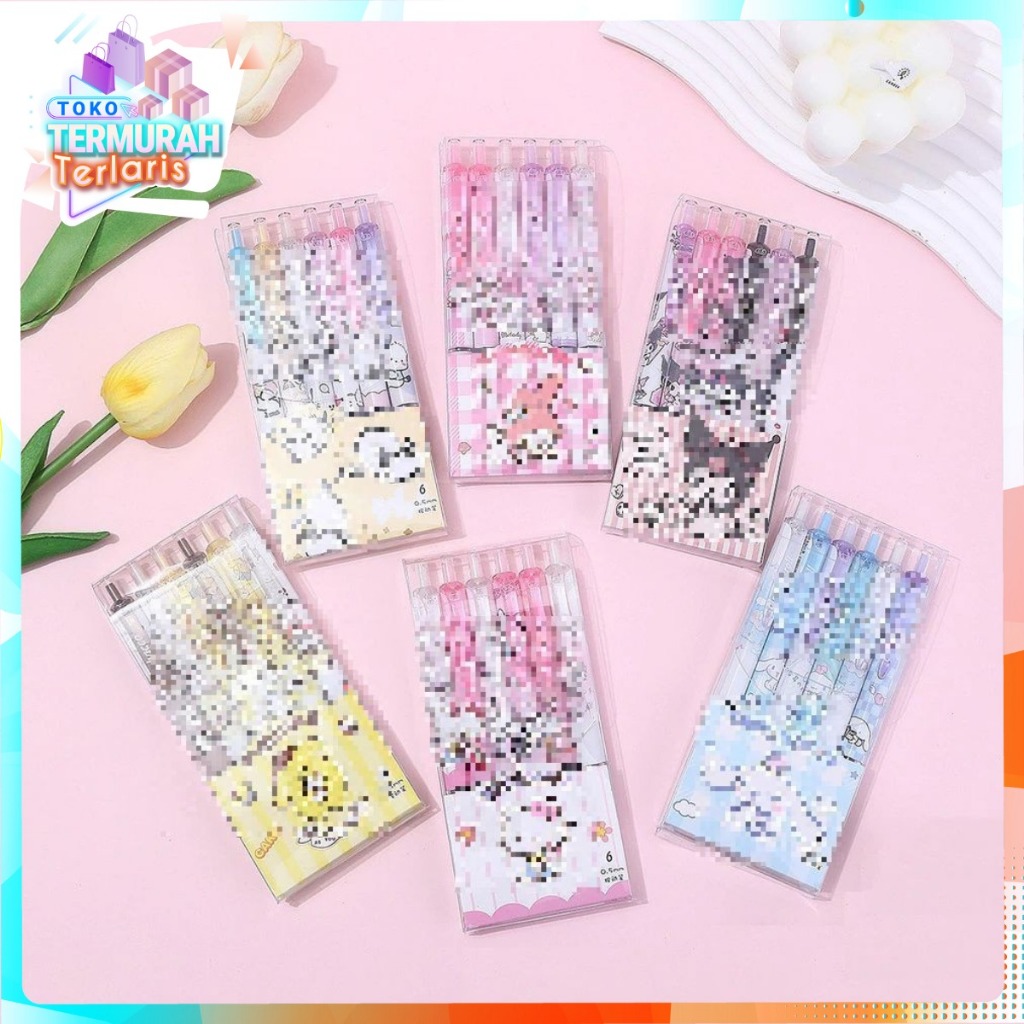 

TTT Pulpen Mekanik 0.5mm Set Isi 6 Pcs Motif Kartun Series Set Pena Gel 0.5mm Karakter Lucu Pulpen Gel 6IN1 Warna Hitam Bolpoint Tinta Gel Cair 6 Pcs Journaling Pen Alat Tulis