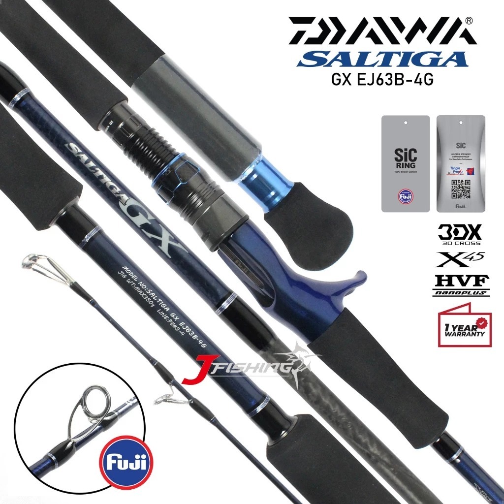 Joran DAIWA SALTIGA GX EJ 63B-4G | PE 3-4 | Jigging | Electric Jigging | Mega Top | 2 Section | Gara