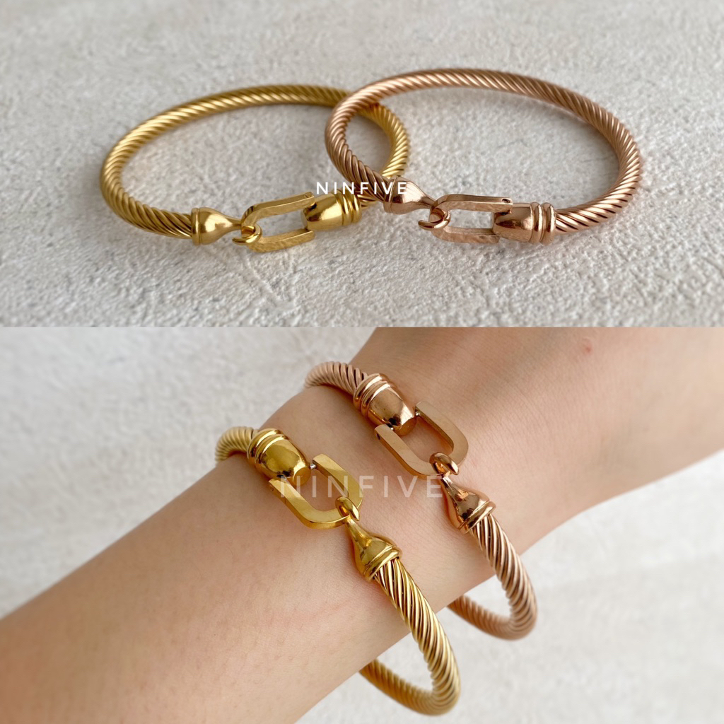 NINFIVE Gelang Titanium Bangle Ulir Cantol