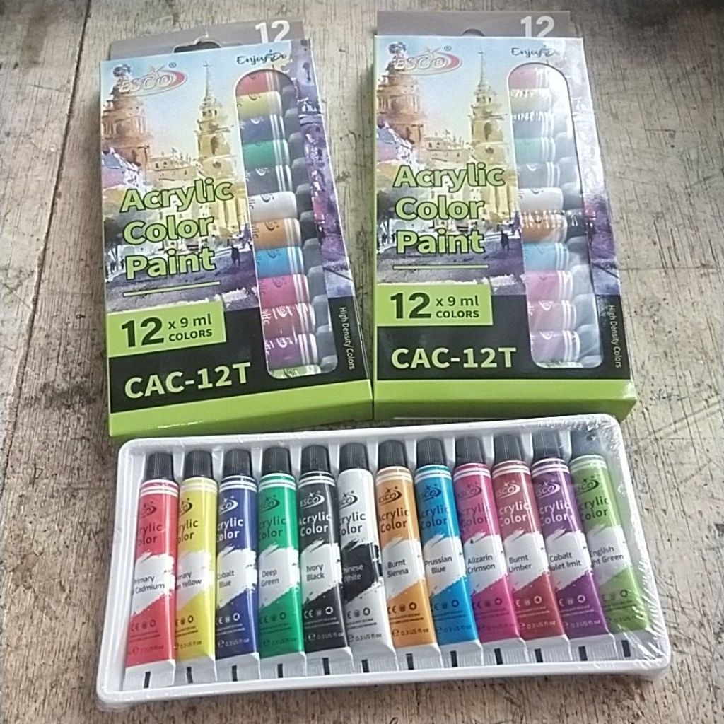 

(1pack) Cat acrylic Esco CAC-12T set 12 warna
