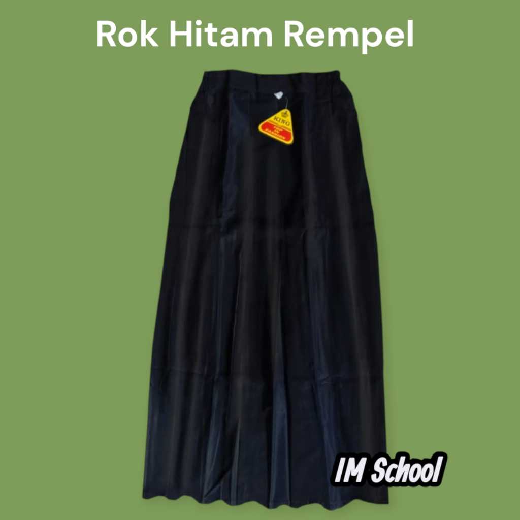 Rok Rempel Panjang Warna Hitam Sekolah Dasar SD SMP SMA Usia 5-20thn Size JUMBO XXL