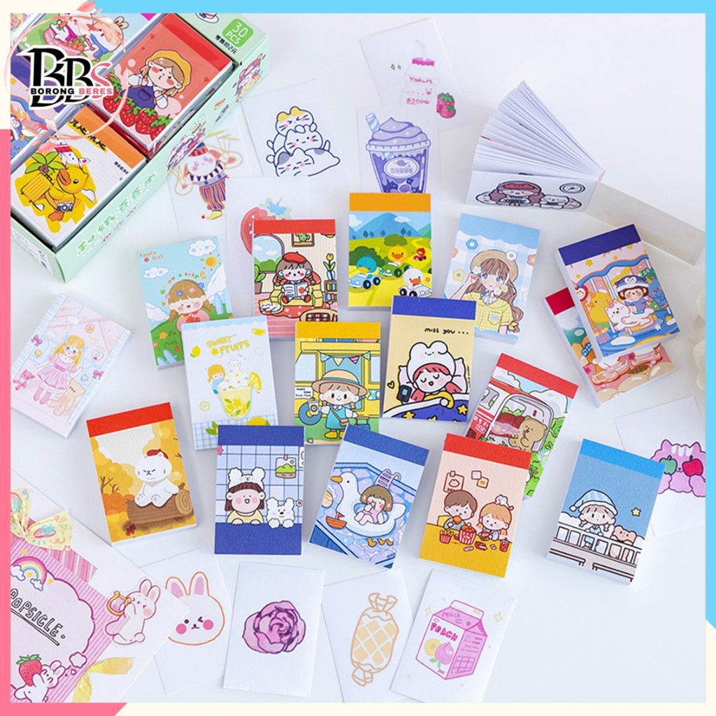 

BORES Lucu Buku Diary DIY Jurnal Planner Dekorasi Scrapbooking Alat Tulis Sekolah 24Lembar Stiker Buku Momo Mini 24 Lembar Sticker Note Book Washi Karakter