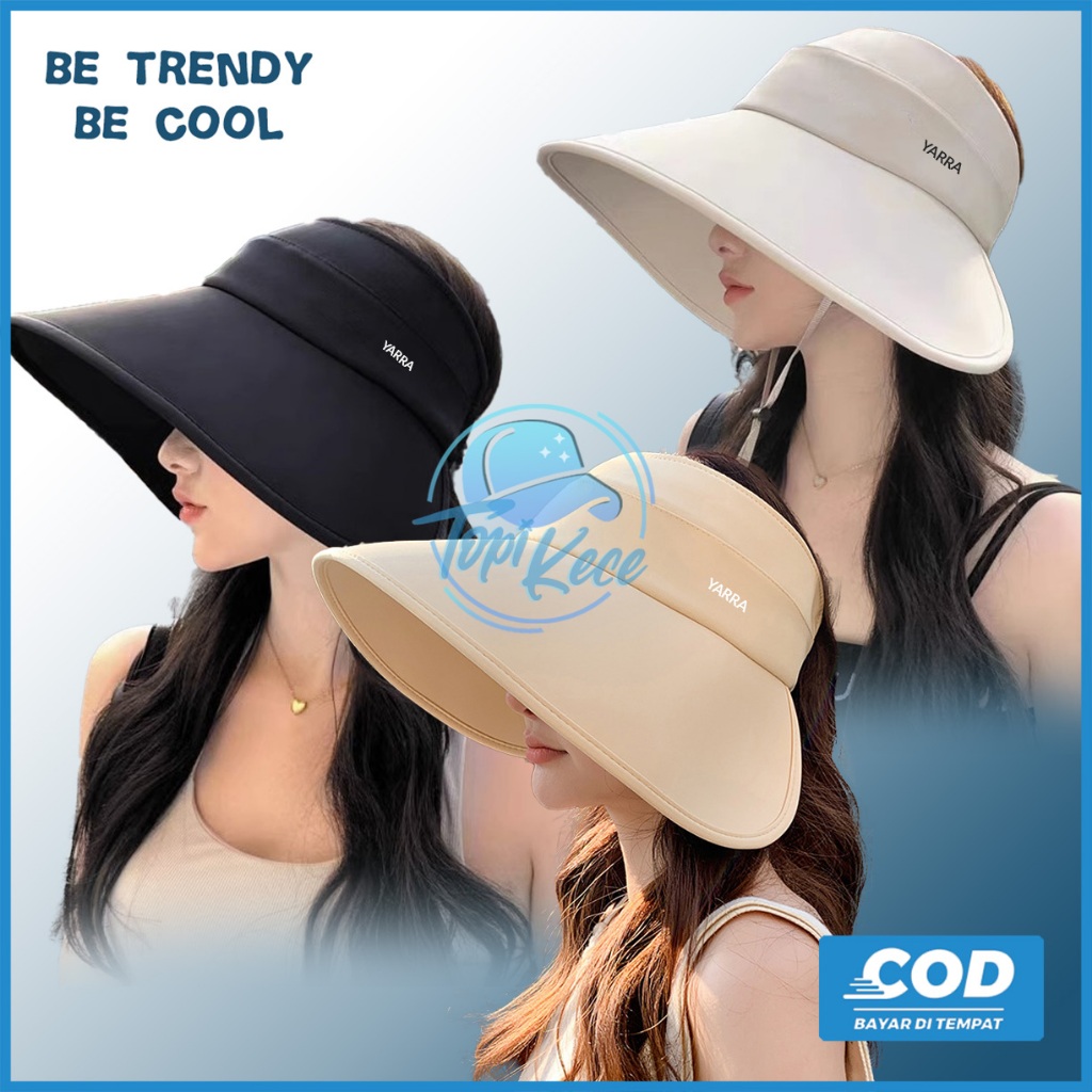 Topi Wanita Haji Umroh Visor Lebar Lipat Anti Sinar UV Fashion Hijab Olahraga Pelindung Matahari