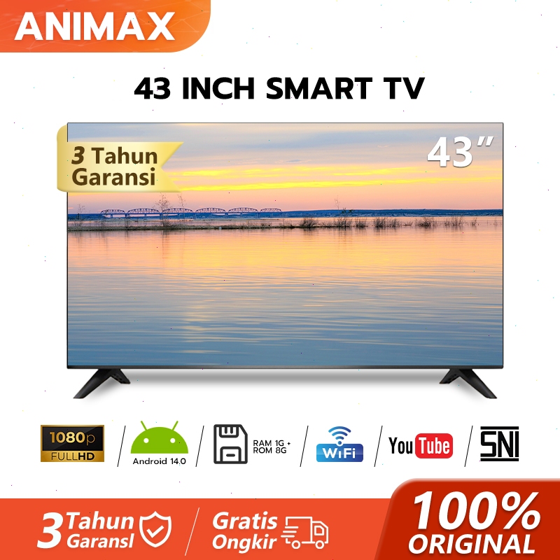 PROMO ANIMAX Smart TV 43 Inch Digital TV LED 32 inch 43 inch Android 14.0 Televisi LED
