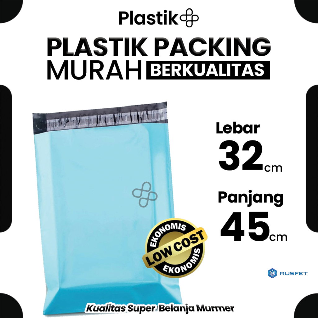 

Amplop Plastik Polymailer Baby Blue Biru 32 x 45cm Low Cost Plastic Packing Polos Shop Rusfet Murah