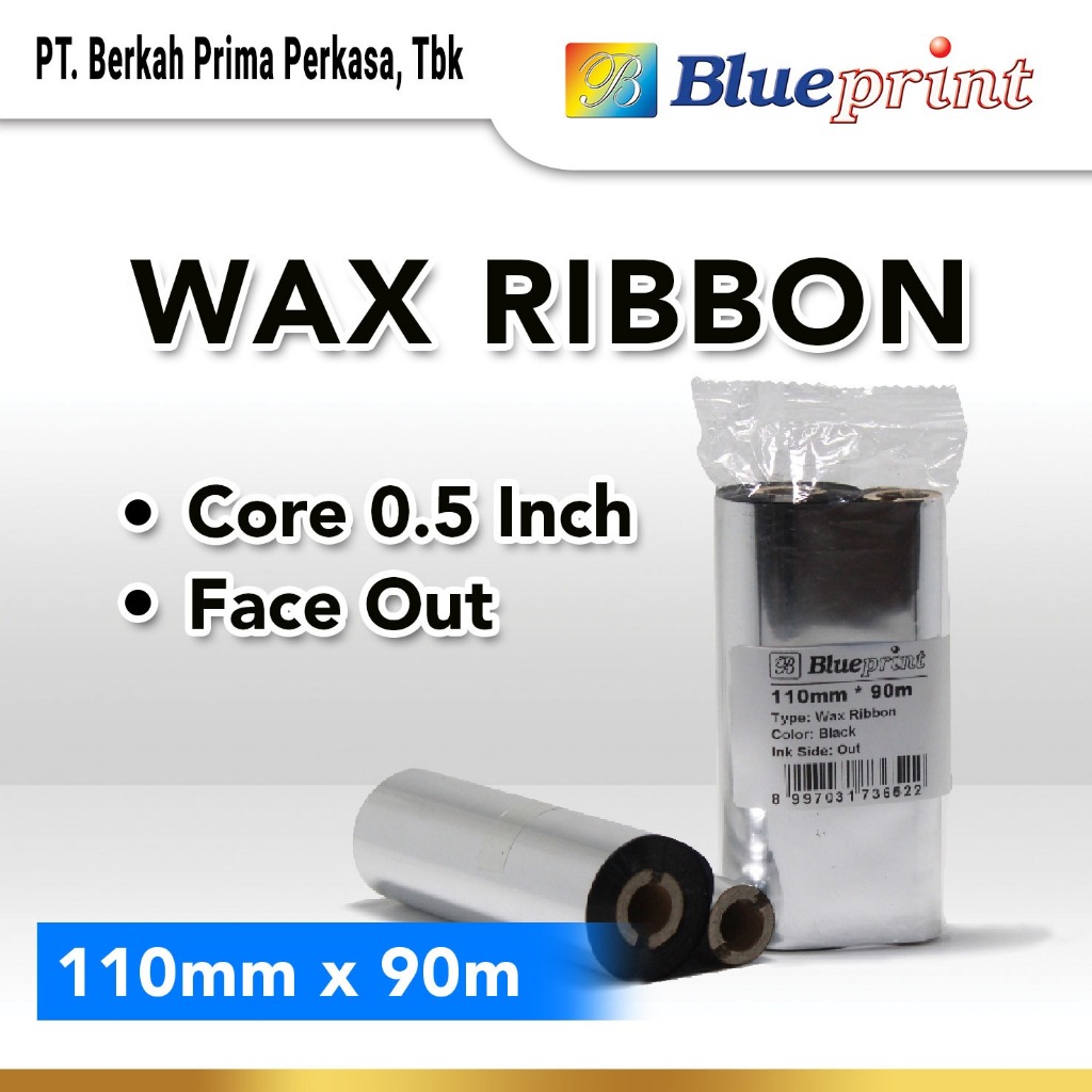 

Ribbon Wax 110x90 M Barcode Label BLUEPRINT Thermal Transfer Ribbon 110 x 90 Meter