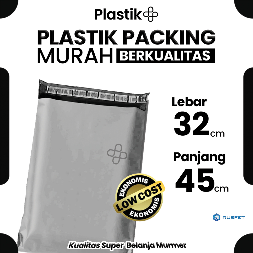 

Amplop Plastik Polymailer Gray 32cm x 45cm Abu-Abu LOW COST Plastic Packing Polos Online shop Rusfet