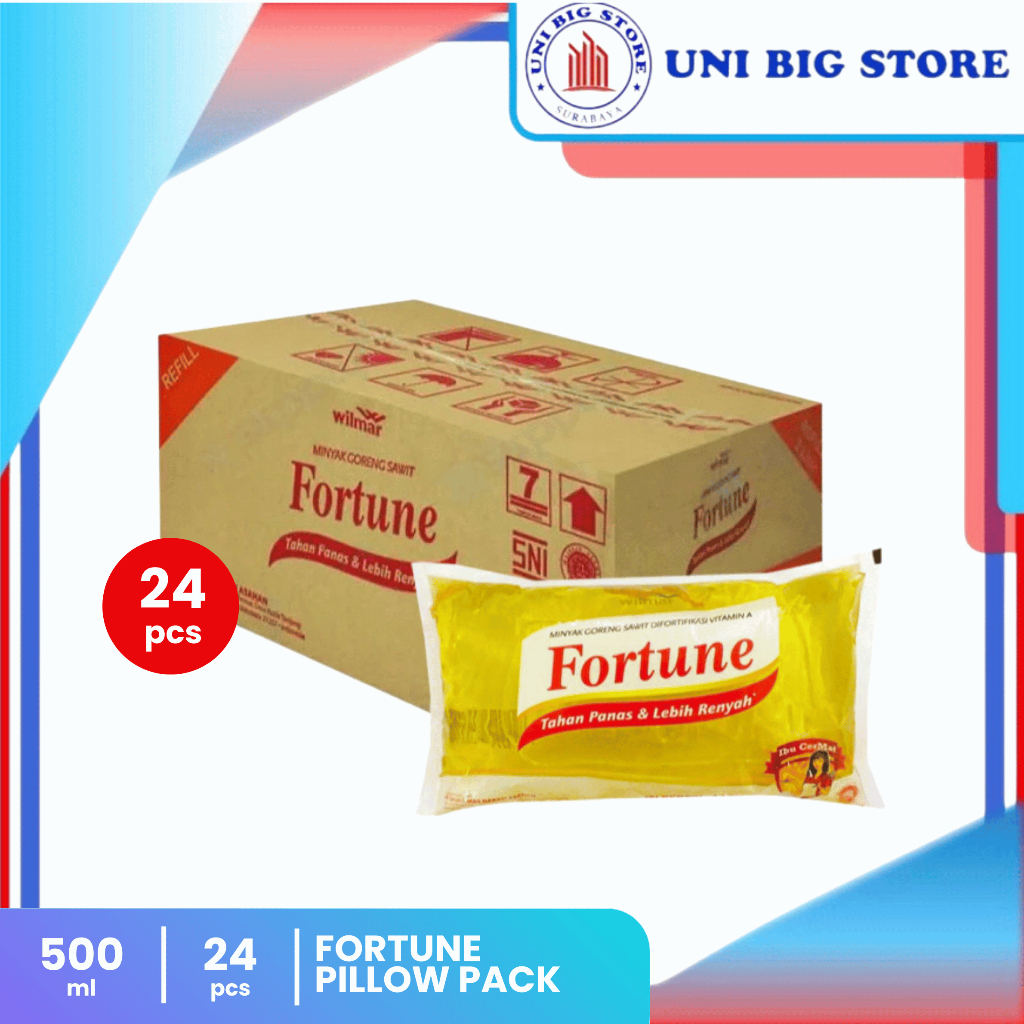 

Fortune Minyak Goreng Kelapa Sawit Vitamin A 500ml x 24 pcs DUS Pillow Pack