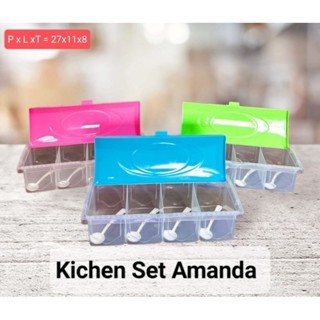 KITCHEN SET TEMPAT BUMBU 4SET TEMPAT BUMBU PLASTIK/TEMPAT BUMBU AMANDA