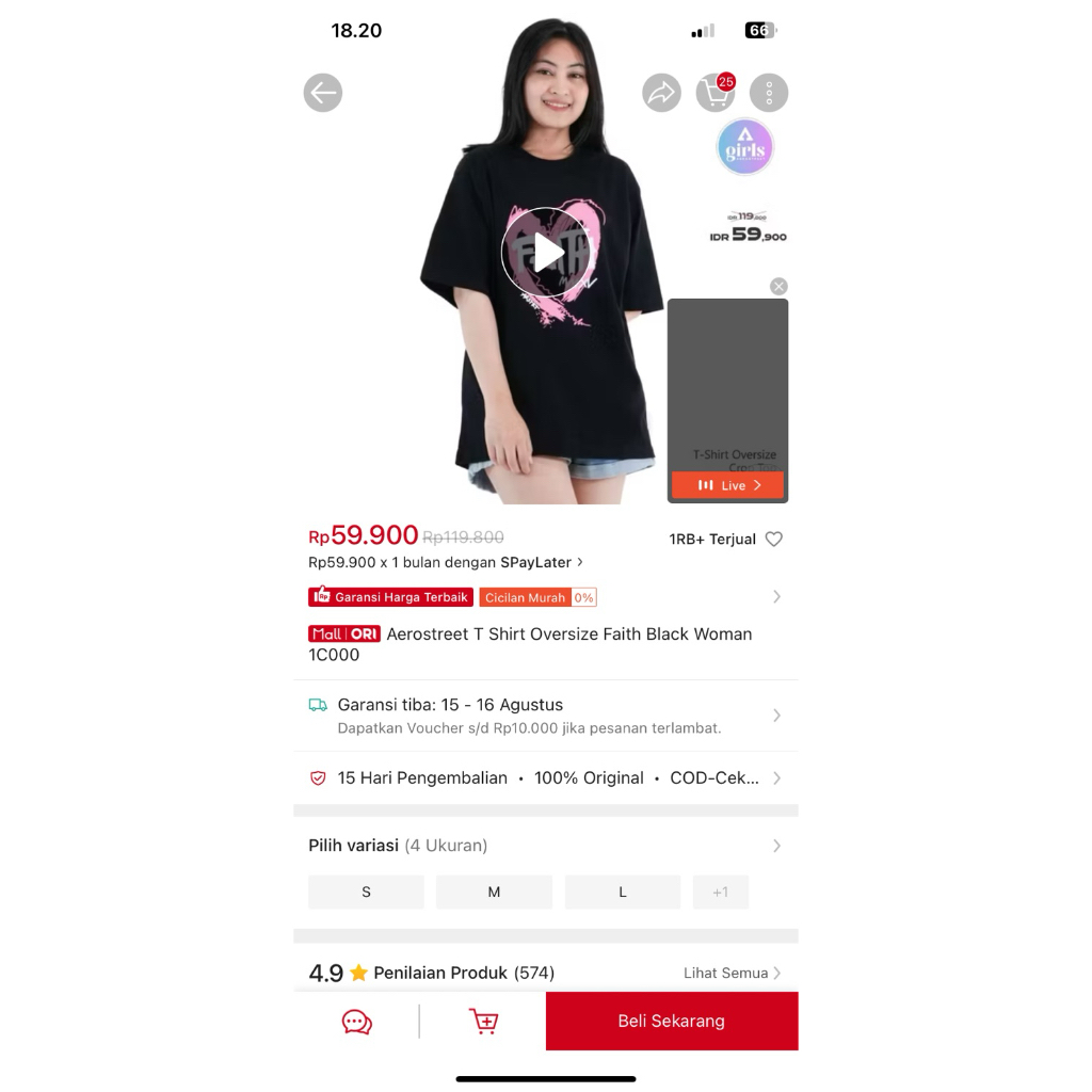 KAOS OVERSIZE CEWE AEROSTREET