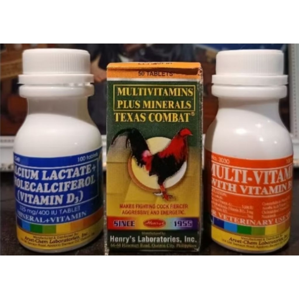 TEXAS COMBAT DAN MULTIVITAMIN DAN CALCIUM LACTATE VITAMIN DOPING AYAM RAWATAN PAKETAN LAGA