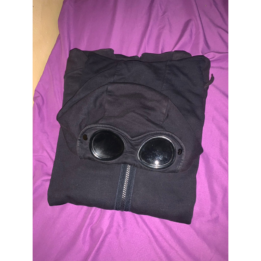 Jaket Hoodie Full Zipper Goggle CP Company Diagonal Fleece