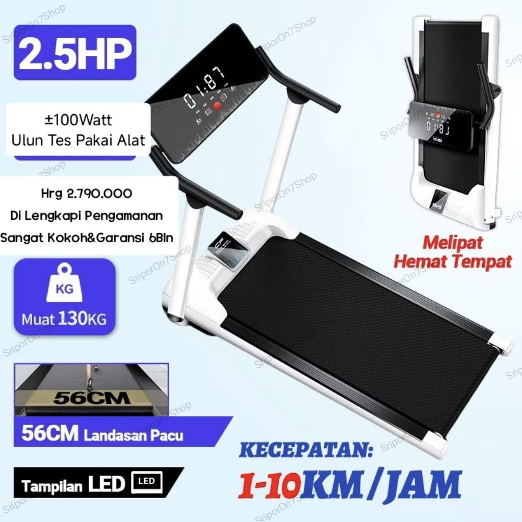 Treadmill Listrik Dengan Watt Rendah ±100watt