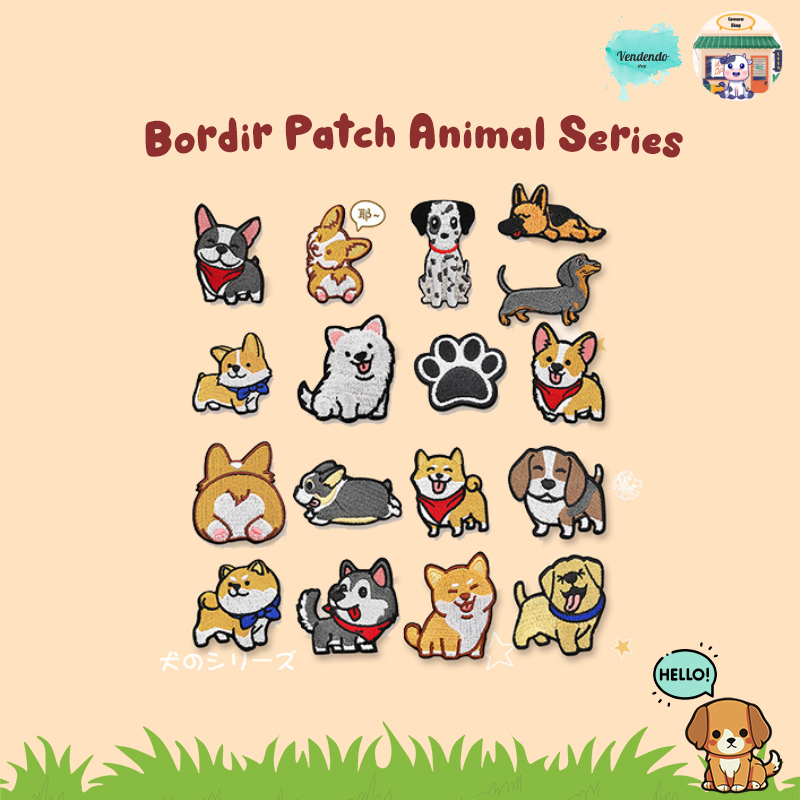 BORDIR PATCH DOG SERIES IRON ON/ IRON PATCH DOG BORDIR / Bordir Patch Baju setrika
