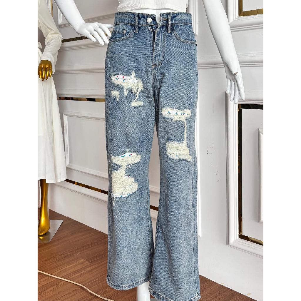 Pin Yi Ripped Jeans - Celana Jeans Wanita Premium Aurajuneofficialstore