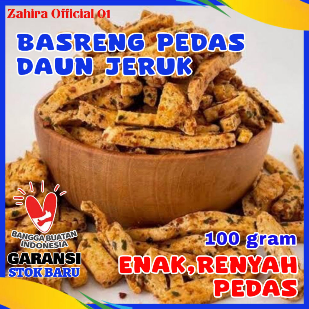 

Basreng Pedas Daun Jeruk Cemilan Bakso Goreng Stik 100gram