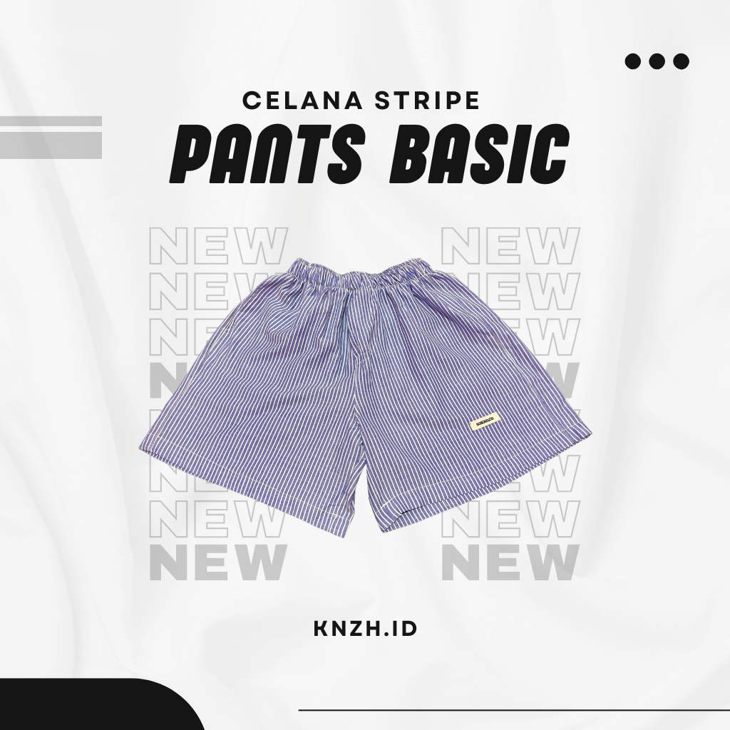 BLUE | CELANA STRIPE SALUR AKARA PANTS BASIC HOTPANTS KOLOR PRIA WANITA JUMBO RAYON KATUN COTTON