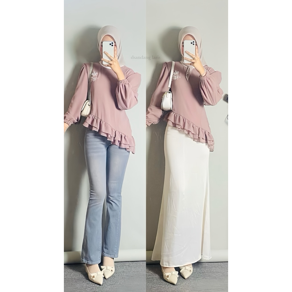 Yona blouse korean | atasan wanita | atasan kekinian | baju kondangan
