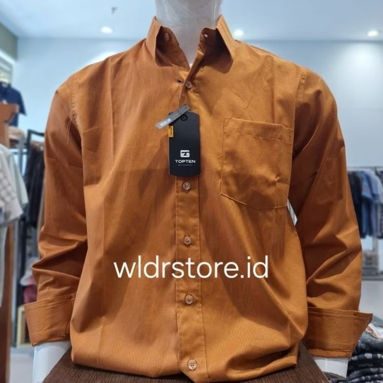 KEMEJA PRIA KATUN SALUR BRAND TOP TEN ORIGINAL REGULAR KUNING KUNYIT