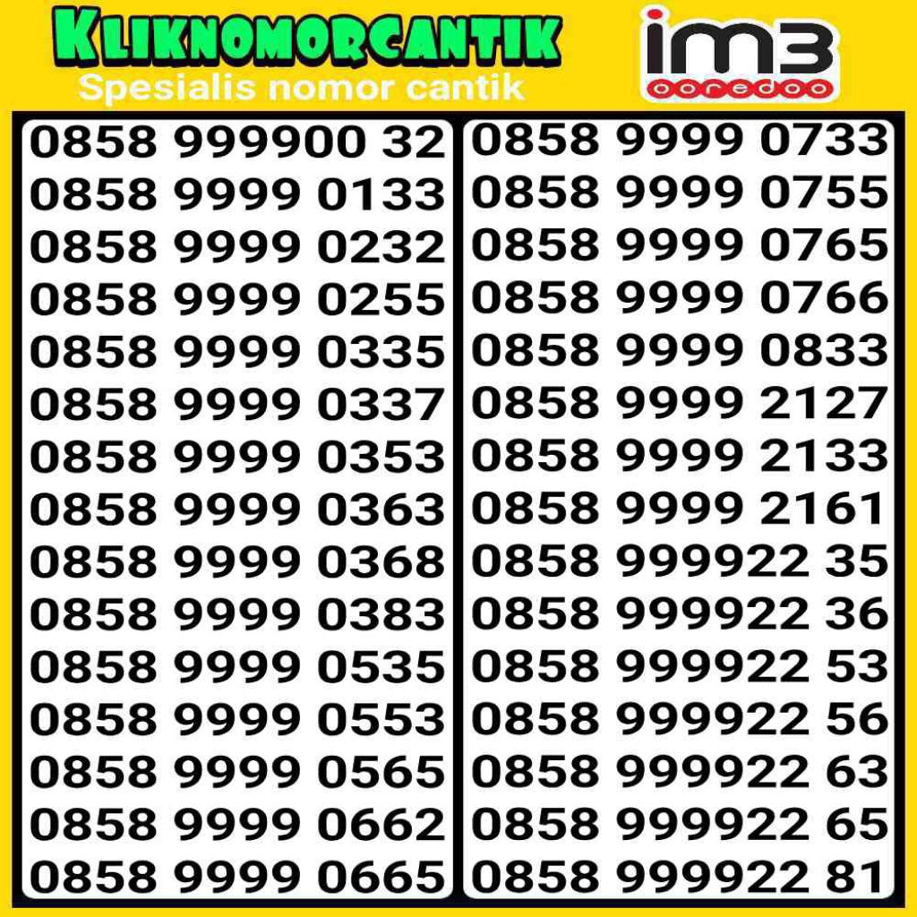 nomor cantik Indosat 4G&5G kartu perdana IM3 seri 9999 A1