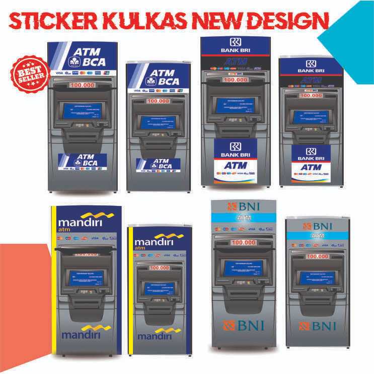STIKER KULKAS 1 PINTU STICKER KULKAS 2 PINTU MOTIF ATM STICKER ANJUNGAN TUNAI MANDIRI BCA TERMURAH D