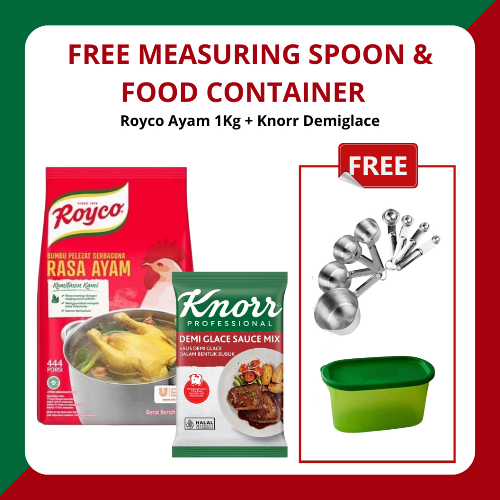 

[BUY 2 GET 4] Royco Ayam 1Kg + Knorr Demiglace FREE Measuring Spoon & Food Container