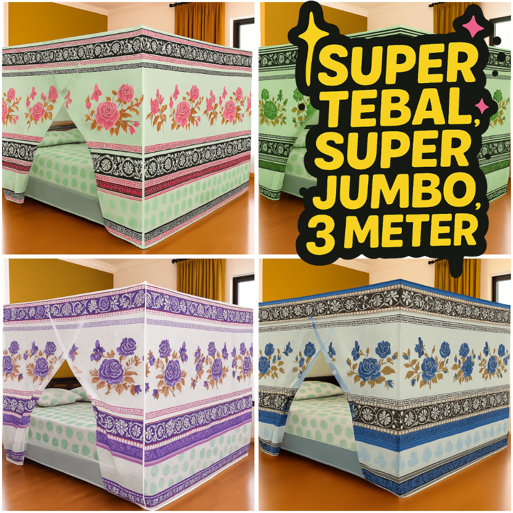 Kelambu Gantung Jumbo Motif Bunga 300x200 – SB Vitrase Premium Tebal Anti Nyamuk