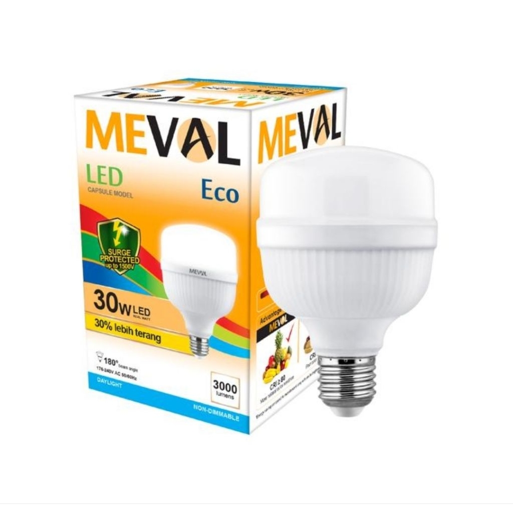 lampu led meval 30 watt cahaya putih T blub led meval cool daylight bohlam led meval garansi