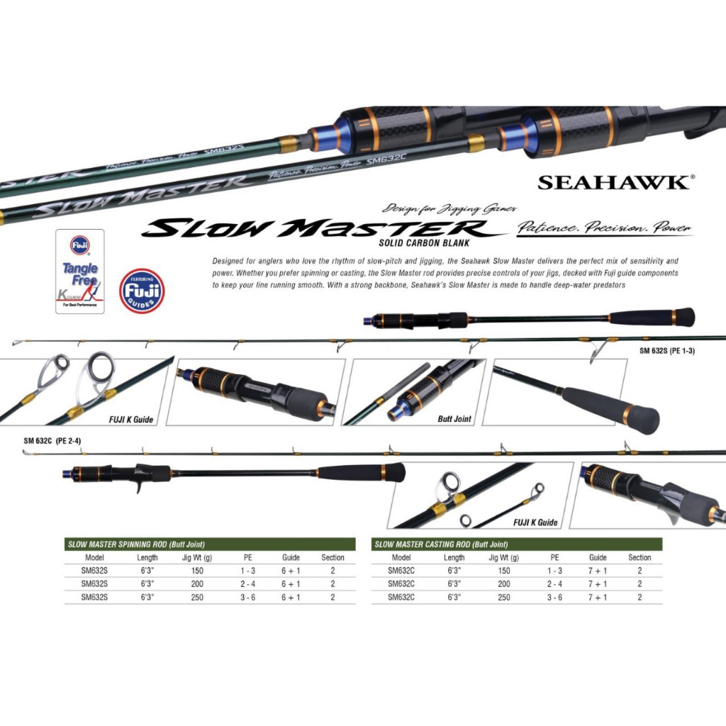 JORAN SEAHAWK SLOW MASTER 632 | Joran Slow Jigging Solid Carbon Fuji