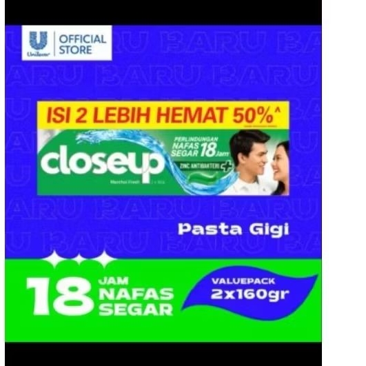 Close Up Menthol Pasta Gigi Isi 2x160gr termurah