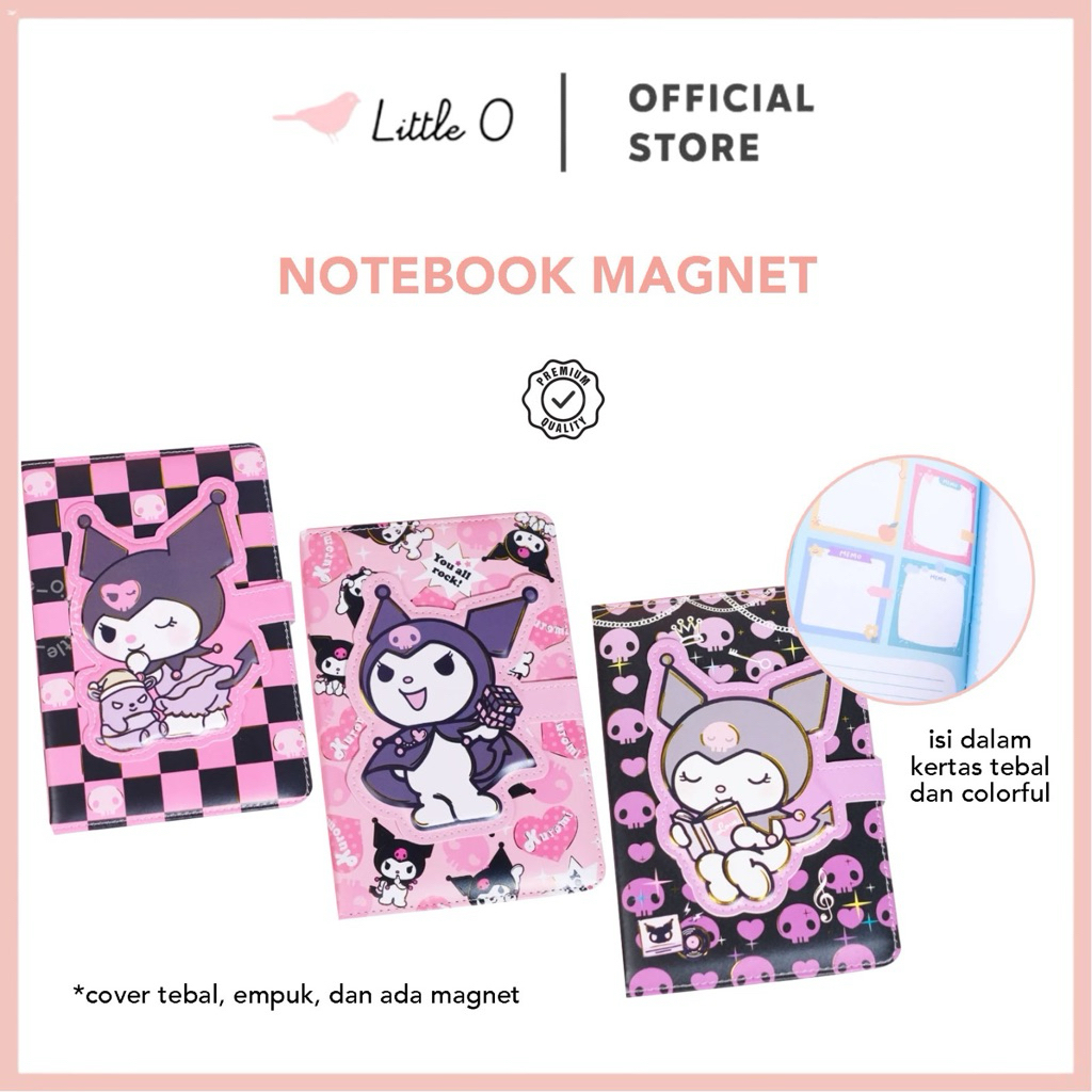 

LITTLE O A5 Magnetic Notebook Lucu Kuromi Mymelody Cinnamorol Sanrio Buku Diary Buku Catatan Jurnal Hard Cover PU