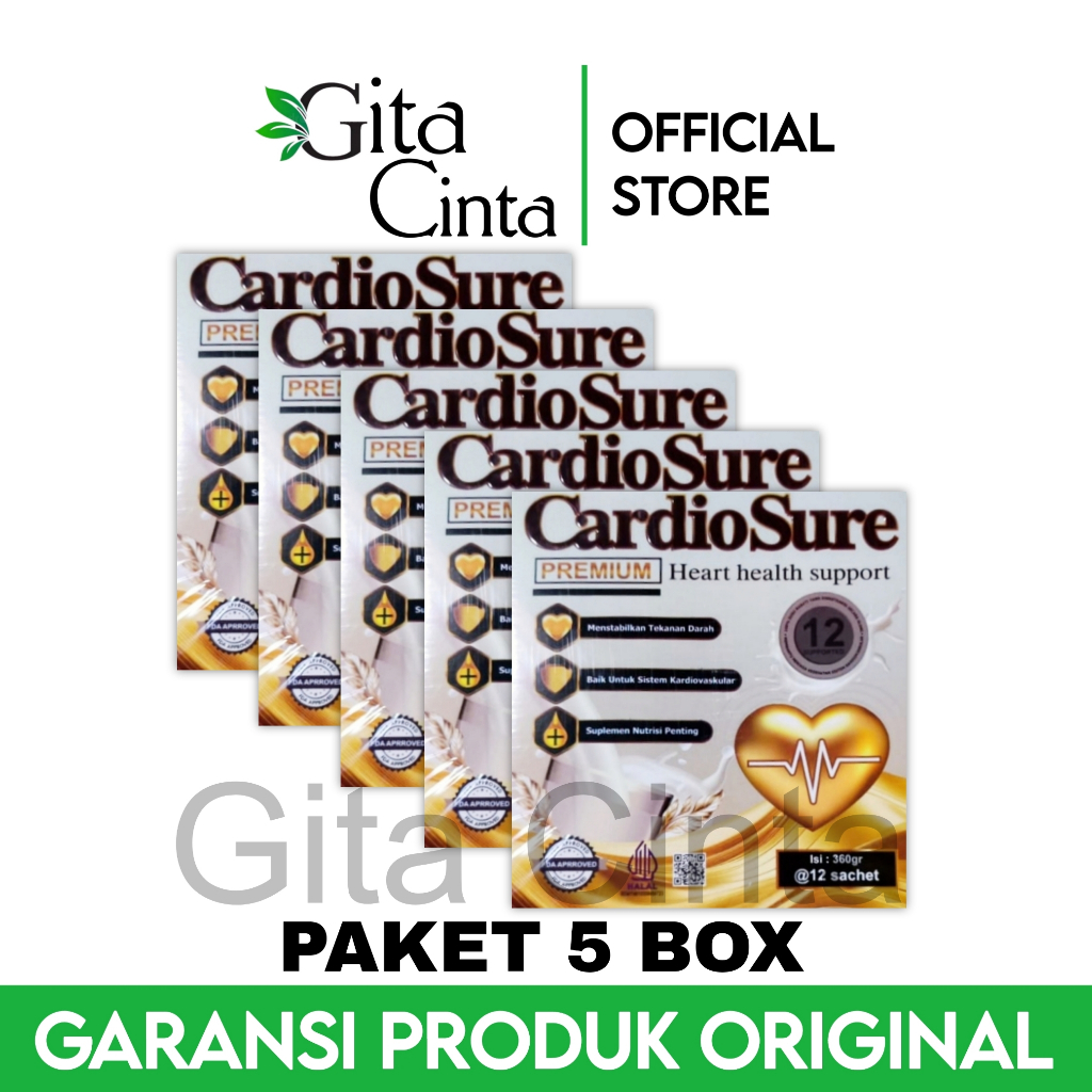 

5 Box Cardiosure Susu Hipertensi Stroke Jantung Koroner Asam Urat Kolesterol Original Asli