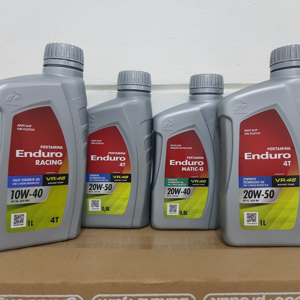 OLI ENDURO {MATIC-G(20W-40), 4T(20W-50), RACING(10W-40)} UKURAN 0.8L & 1L ,DIJAMIN ASLI/ORIGINAL