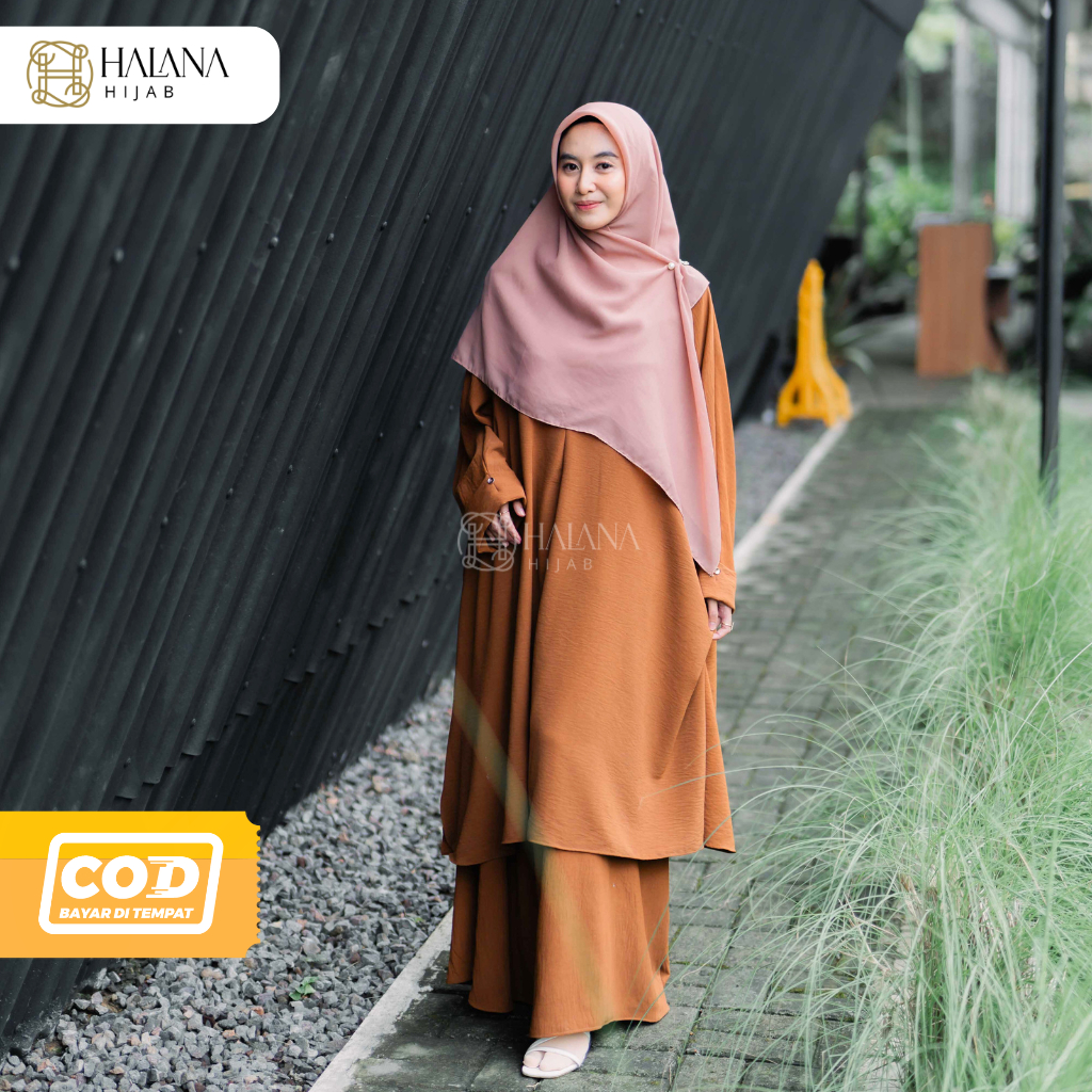 One Set Rok dan Atasan Tunic Alea / Oneset Setelan Tunik Rok / Gamis Set Syari Wanita Halana Hijab